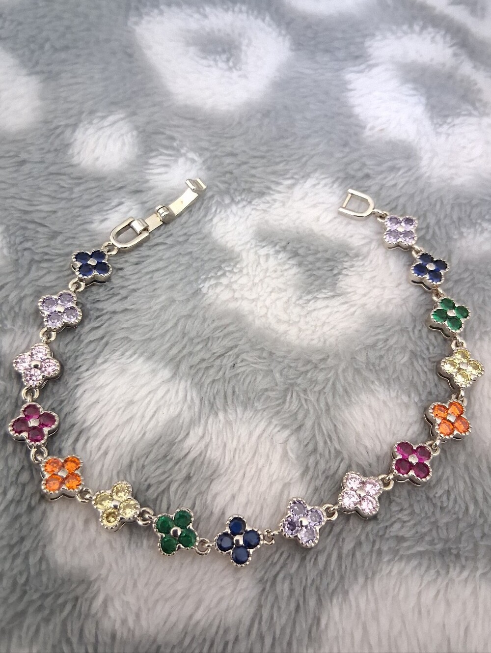 Multicolor Clover Flower CZ Bracelet - Women Jewelry